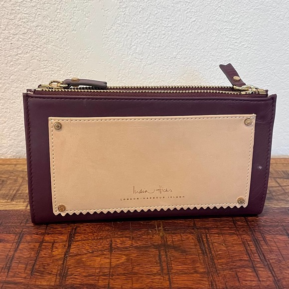 India Hicks Handbags - India Hicks Take Out Double Zip Burgundy Leather Wallet